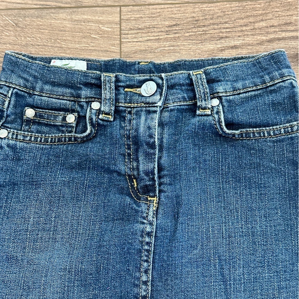 New! Lacoste Girls 8 Denim Jean Skirt with Alligator Detailing on Back Pockets - Picture 8 of 9